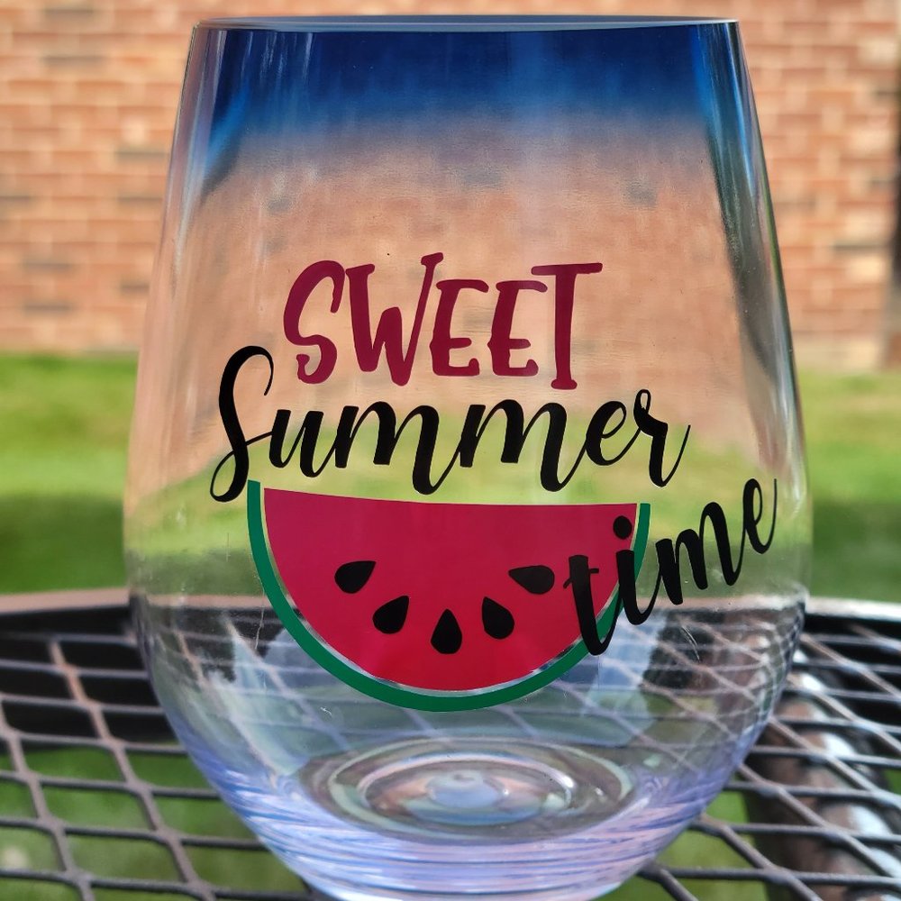 Sweet Summertime & Hello Sunshine 19oz Stemless Wine Glasses